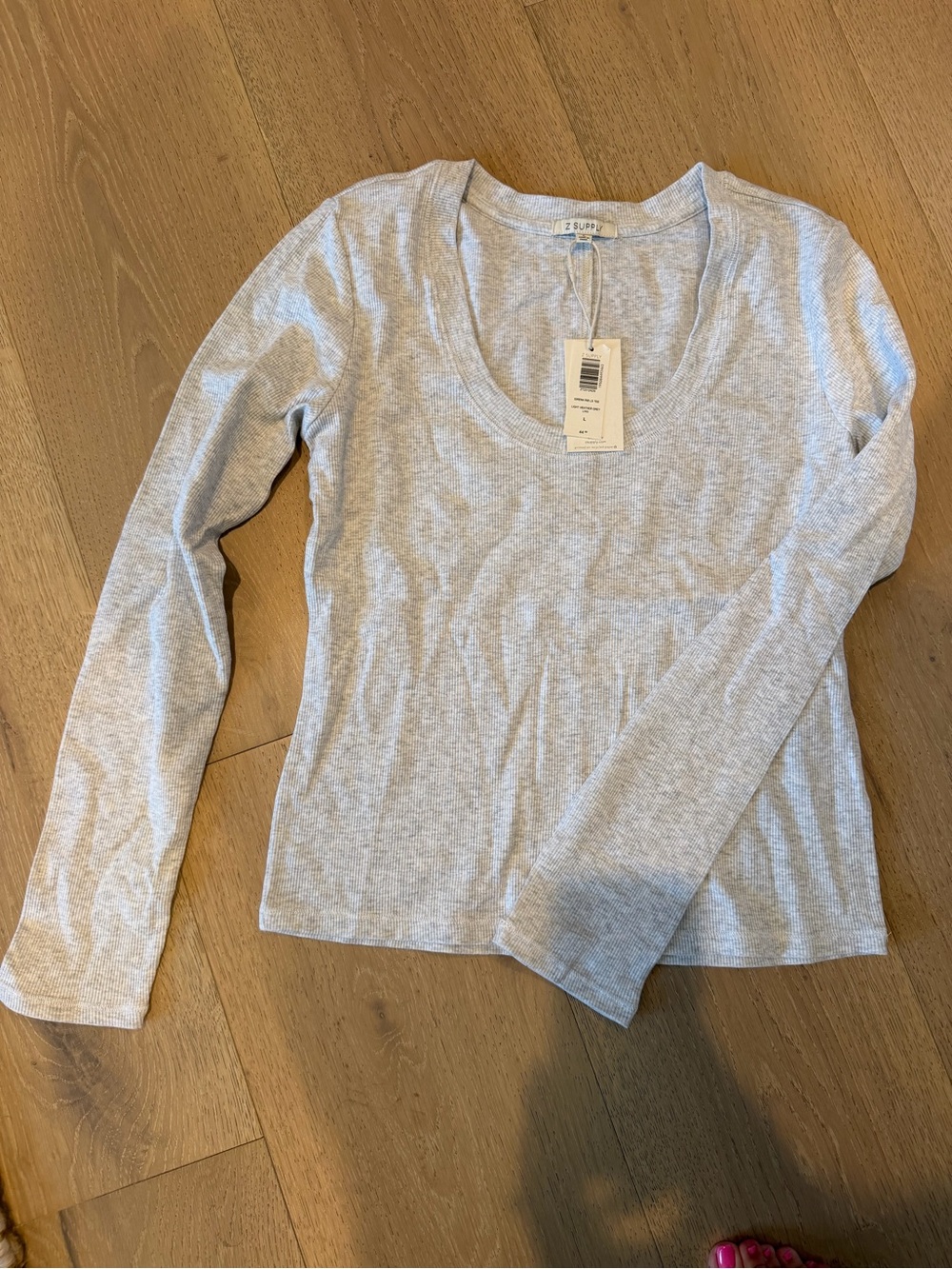 Z Supply Light Gray Scoop Neck Long Sleeve Tee